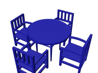 table four chairs and Free low-poly 3D model