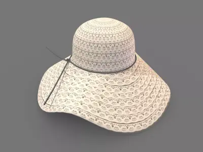  Summer Beach Sun Hats Low Poly PBR Realistic Low-poly 3D model
