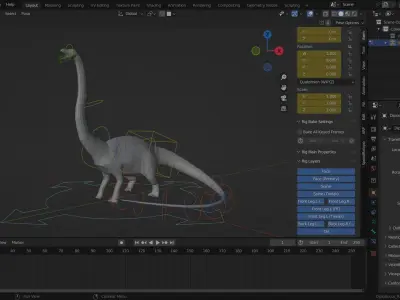 Diplodocus Rigged Basemesh Low-poly 3D model