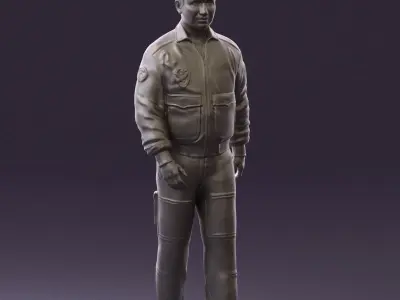 Man in Helicopter pilot suit 0443 3D model