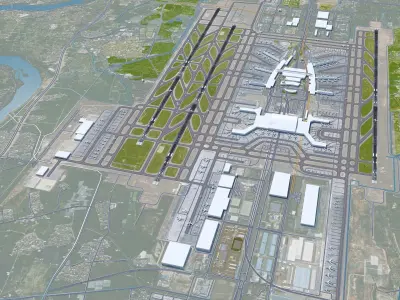 Guangzhou Baiyun International Airport 12km Low-poly 3D model