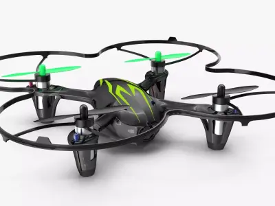 Hubsan X4 H107C BlackGreen Propeller Guard Low-poly 3D model