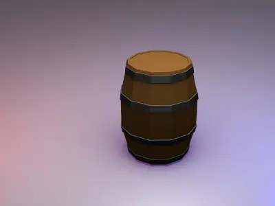 Low-poly Wooden Barrel Free low-poly 3D model