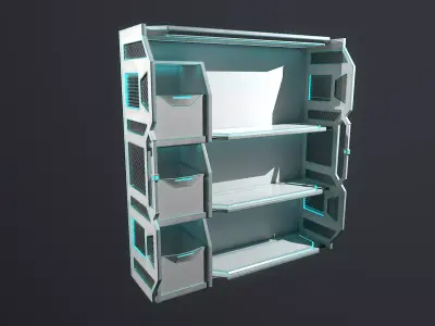 Sci-fi Closet Shelf type 4 Low-poly 3D model