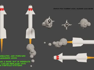 Low Poly Heatseeking Missile for Mobile Games Low-poly 3D model