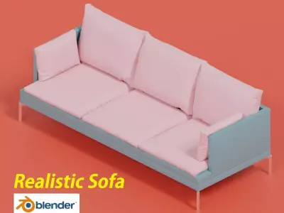 3D Realistic Sofa model with two pillows Free 3D model