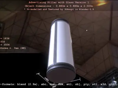 Advertising Pillar with Glass 1 Low-poly 3D model