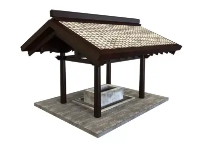 Oriental Gate Low-poly 3D model