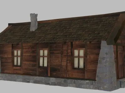 cabin wooden house with roof Low-poly 3D model