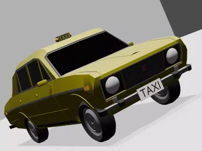 Old car Vaz 2106 in taxi style Free low-poly 3D model