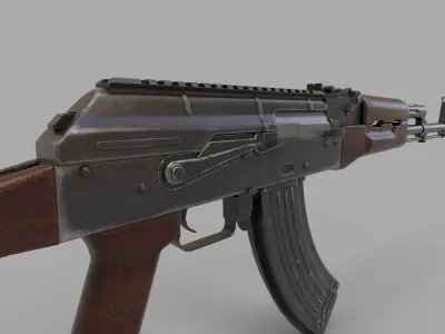 AKM machine gun  Low-poly 3D model