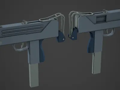 Stylized Mac-10 SMG Low Poly Mobile Ready Low-poly 3D model