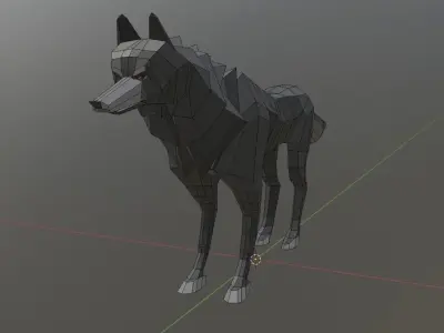 lowpoly wolf Free low-poly 3D model