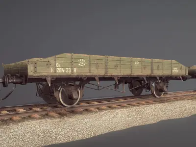 Armored Train JDP20T railway platform 20T Low-poly 3D model