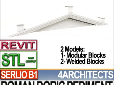 Roman Doric Pediment Serlio Block B1 3D print model