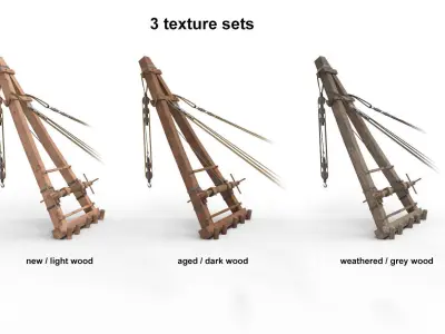 Ancient roman construction crane Pentaspastos - PBR Low-poly 3D model