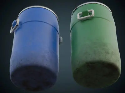 Plastic Barrel 1B Low-poly 3D model