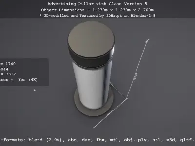 Advertising Pillar with Glass 5 Low-poly 3D model