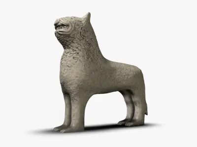 Ancient stone lion Low-poly 3D model