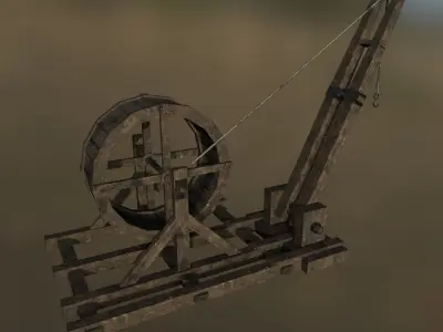 Medieval Treadwheel Crane Low-poly 3D model