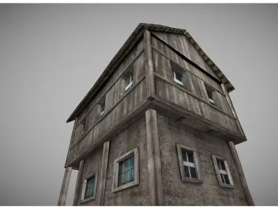 low poly medieval house model Low-poly 3D model