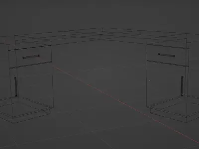 Wooden White Corner Desk Free 3D model