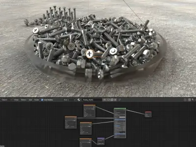 Nut and Bolt Package 4 Basic Version Low-poly 3D model