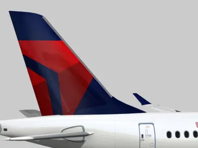 Airbus 220 Bombardier C Series 100 CS100 Delta airlines livery Low-poly 3D model