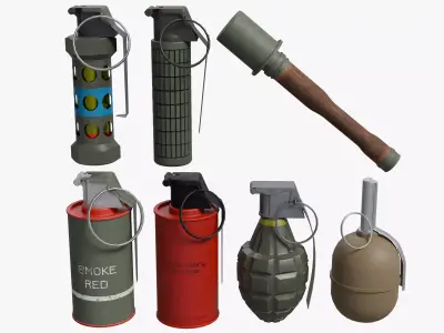 Grenade Set Low-poly 3D model