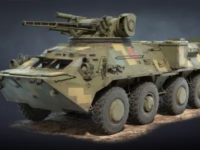 BTR-3 Ukrainian APC Game Ready Low-poly 3D model