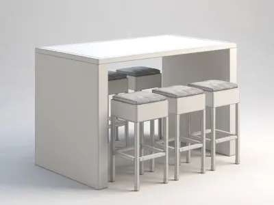 Wicker Rattan Outdoor Bistro Table and Stool Set 3D model