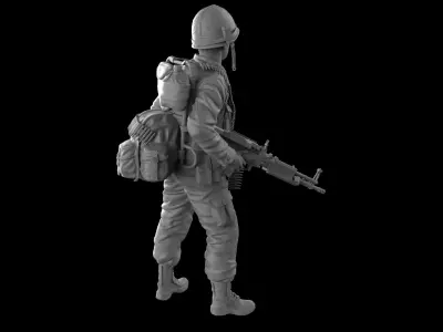 USA soldier with machine gun 1960 3D print model