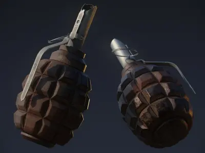 3D game-ready models of 5 Photorealistic Grenades Low-poly 3D model