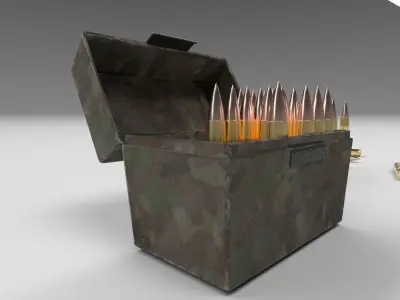 Assault Rifle Ammo Set Low-poly 3D model
