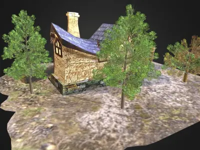Tiny Cottage Low-poly 3D model