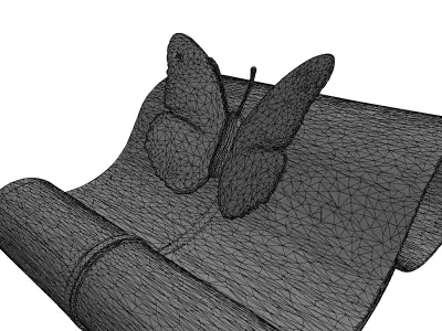 Butterfly on Old Scroll 3D Model Low-poly 3D model