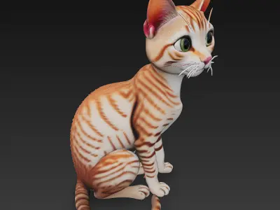 Cat Realistic 3D Model Basic - Low Poly Realistic  Low-poly 3D model