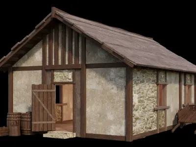 Medieval House 01-02 - 4K Textures Game Ready Low-poly 3D model