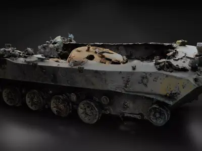 Destroyed and burnt Russian BMD-2 Photoscan PBR Game Ready Low-poly 3D model