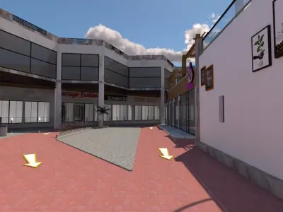 Commercial Courtyard Retail Center A29 DWG SketchUp 3D model