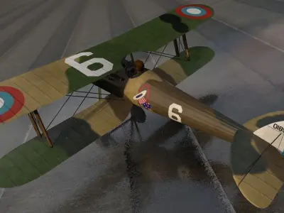Nieuport-28 british biplane - british biplane 3D model