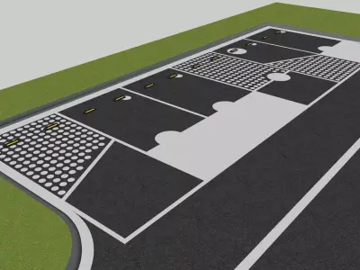 Modern Outdoor Parking Lot with Road Markings 3D model