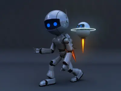 Full Rigged Jetpack Robot 3D model