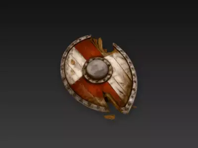 Broken Viking Shield - PBR Low Poly Game Ready Low-poly 3D model