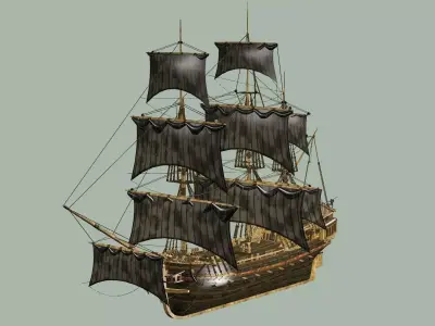 Sailboat Galleon - Game Ready B Low-poly 3D Model Low-poly 3D model