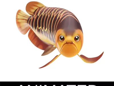 Asian Arowana fish animated Low-poly 3D model