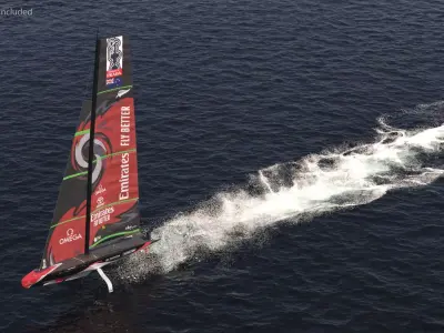 Omega Sponsored Racing Yacht AC75 Red 3D model