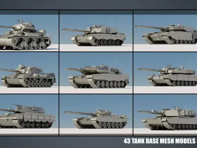 43 Tanks Base Mesh Low-poly 3D model