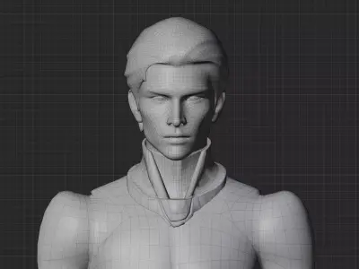 Cyberpunk Male Cyborg Character - Rigged Low-poly 3D model