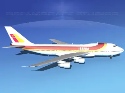 Boeing 747-100 Jumbo Jet Iberia 3D model